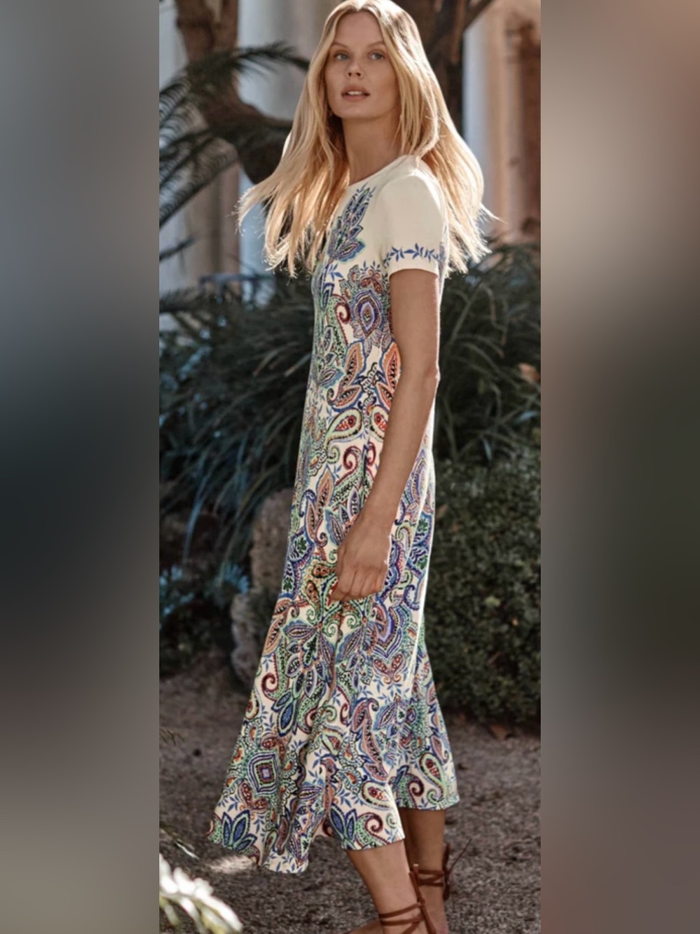 Johnny Was The Janie Favorite Cap Sleeve Midi Dress Floral Size Large